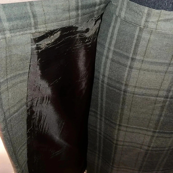 Ralph Lauren Women’s Vintage 80s 90s Olive Plaid Wool Fringe Preppy Skirt 10 - Picture 14 of 16